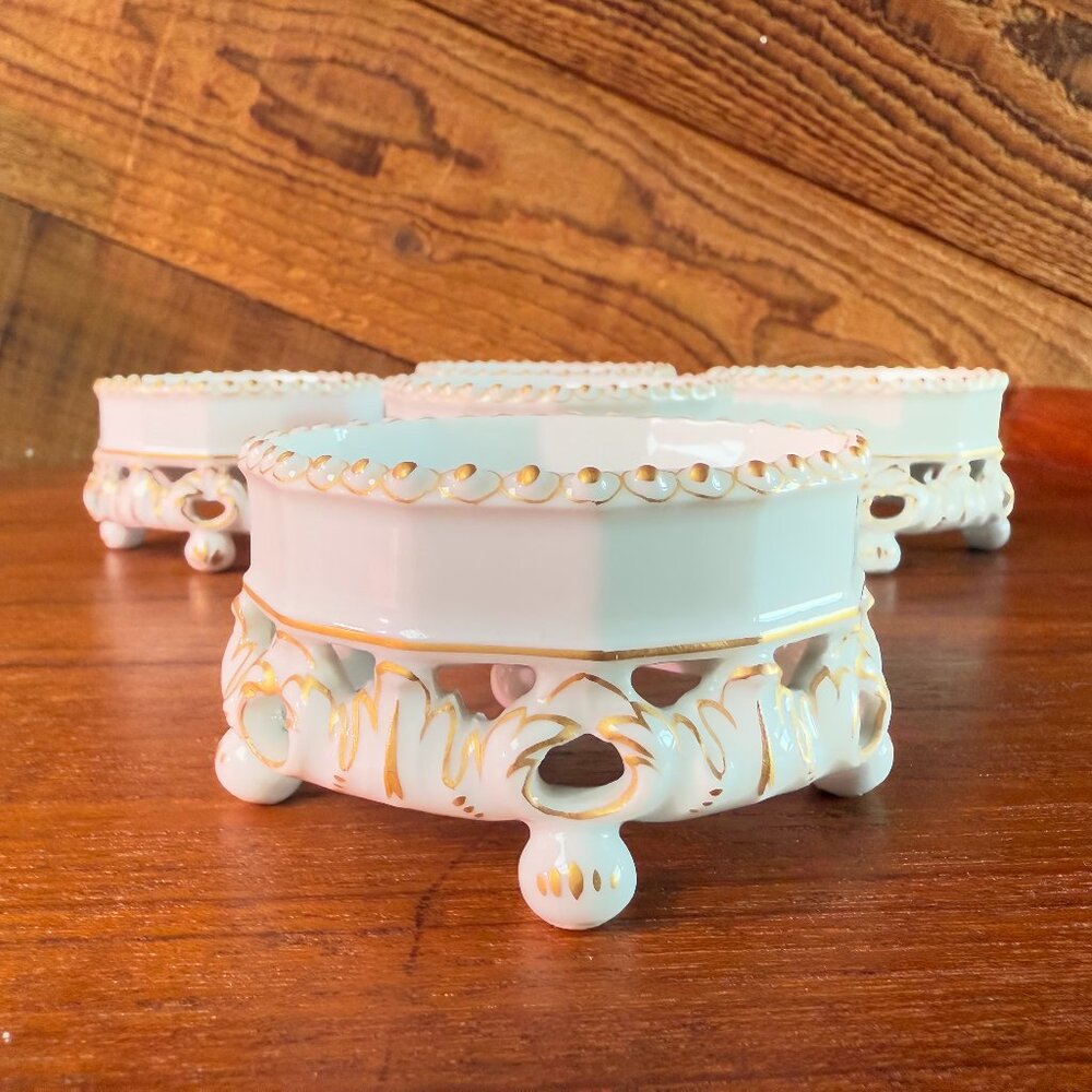 Nymphenburg White and Gold Perl Porcelain Salt Cellars